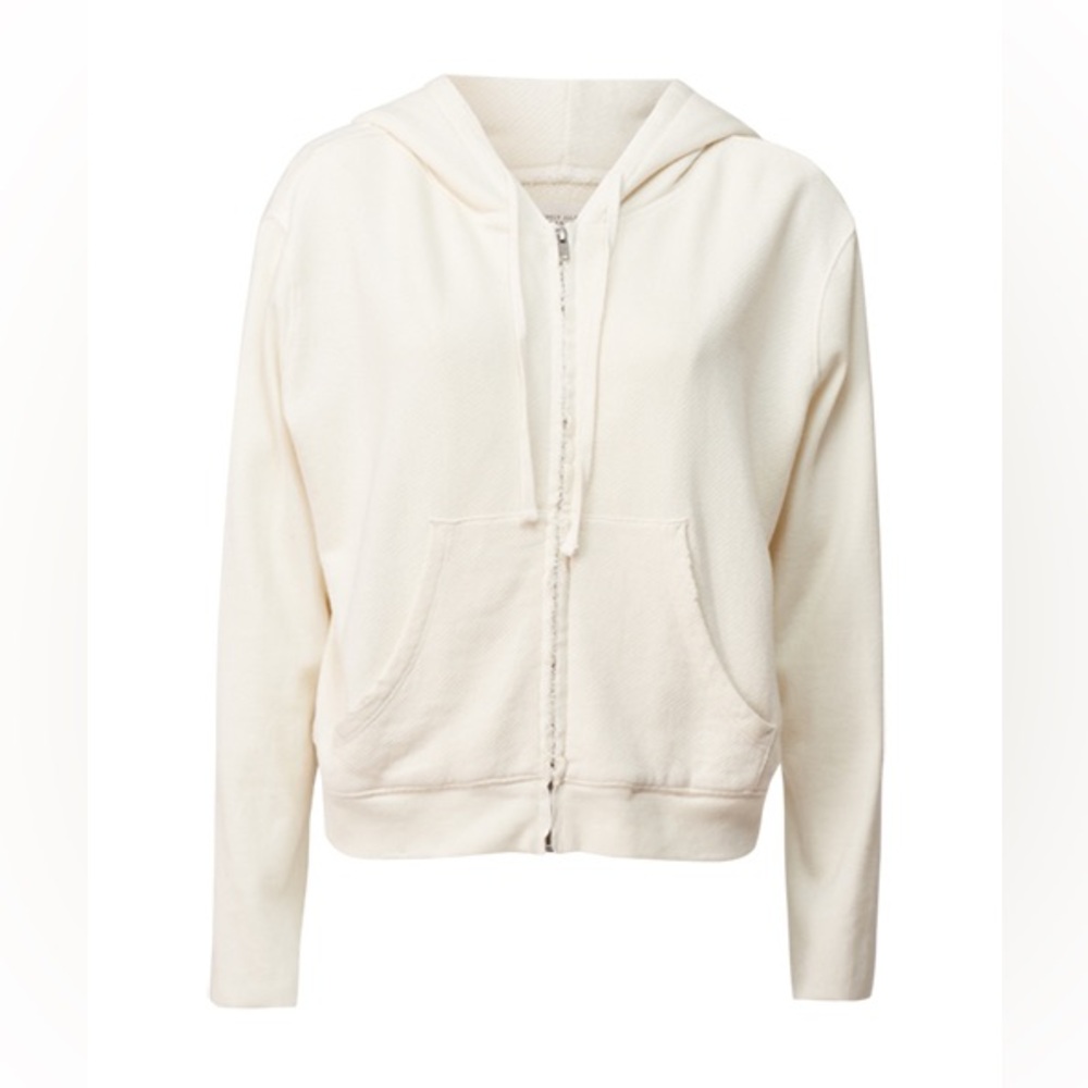 Sincerely Jules Bandier The Juniper Zip Up Hoodie in Cream Size M 100% Cotton
